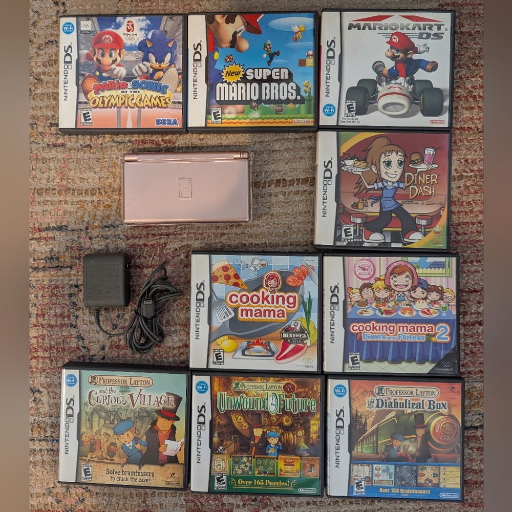 Nintendo DS Lite Pink Handheld Console with Games